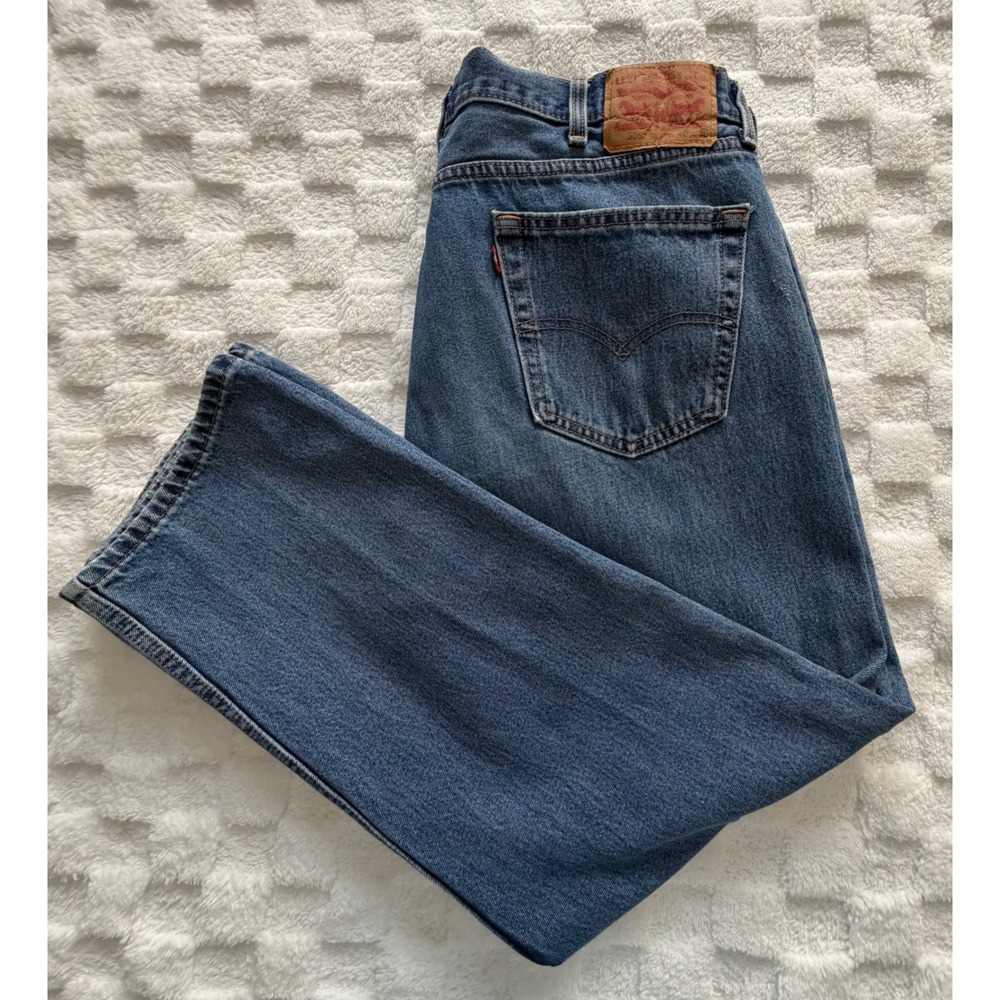 Levis 505 Regular Fit Straight Leg Blue Denim Jeans Mens 38x27.5 Medium Wash